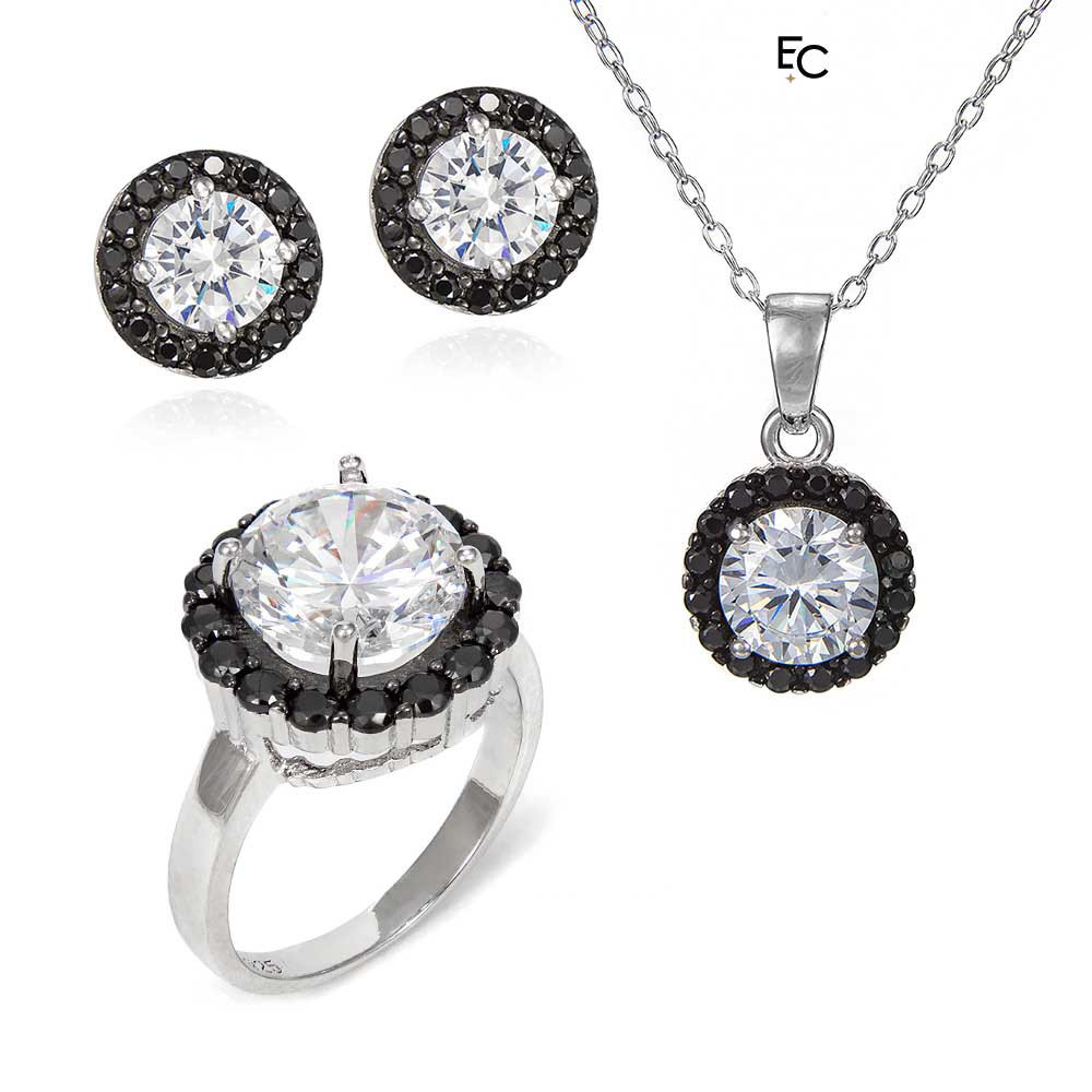 Set in sterling silver with black and white Zircon stones (01-2113)