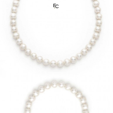 Set de colier si bratara de perle albe (05-888)