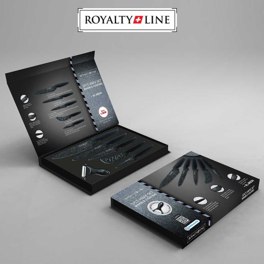 Royalty Line knives set | price 59lei | set of 5 stone effect knives and ceramic peeler | iShop24