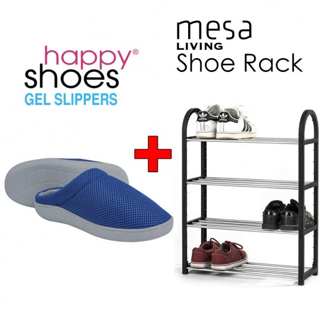 Promo Pack: Mesa Living Shoe Rack + Happy Shoes Gel Slippers