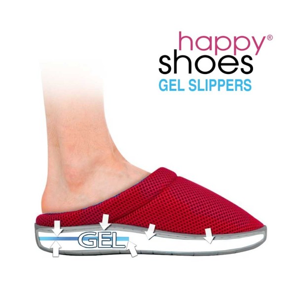 Happy Shoes Gel Slippers - anatomic slippers with bamboo and gel sole in red