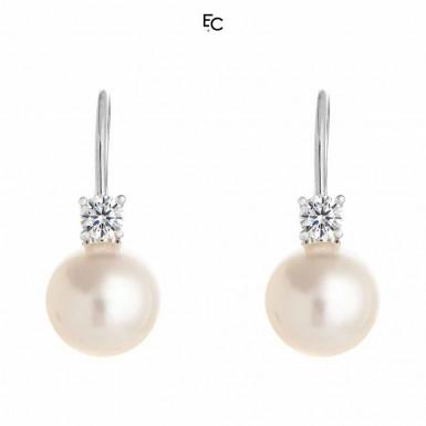 Silver Earings with Zircon and Pearls (02-1067W) Silver Earings with Zircon and Pearls (02-1067W)